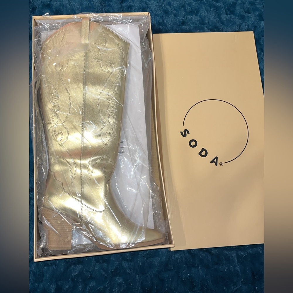 NWT Gold Knee-High Concert Boots
